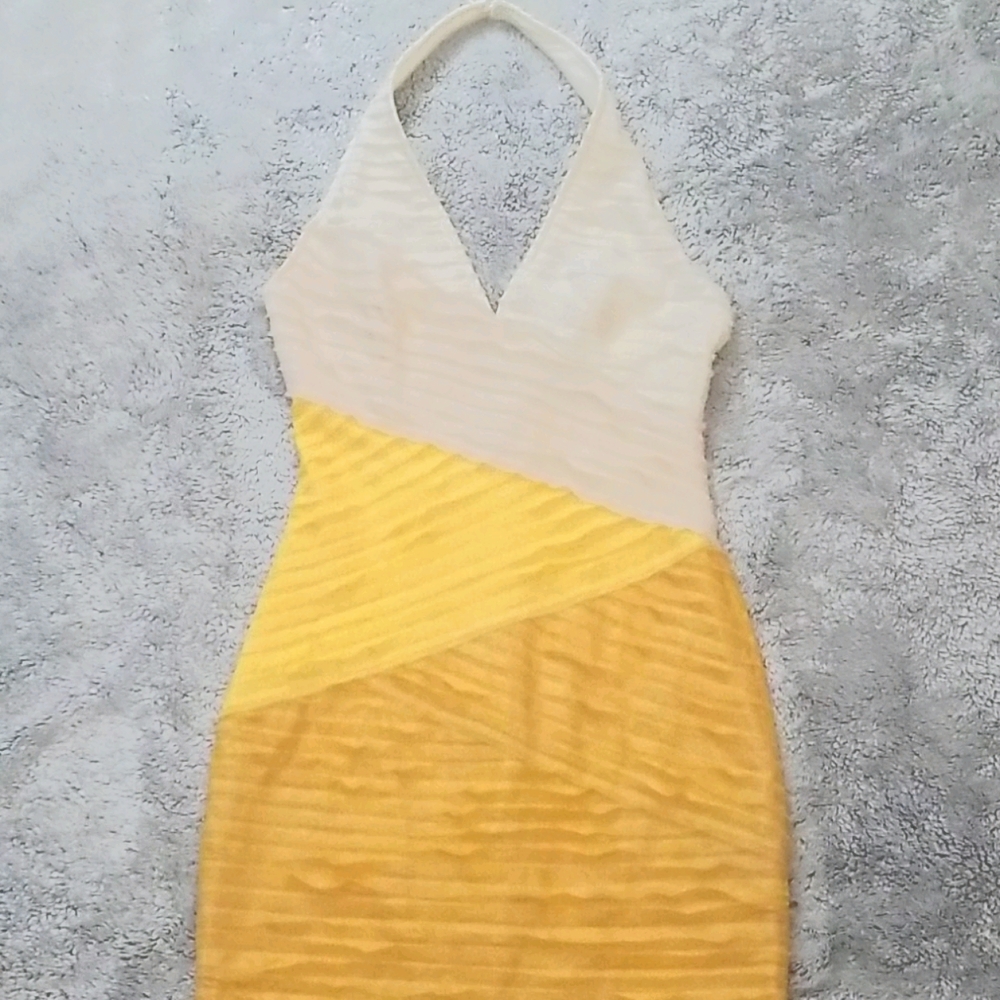 Bebe ombre tiered halter dress